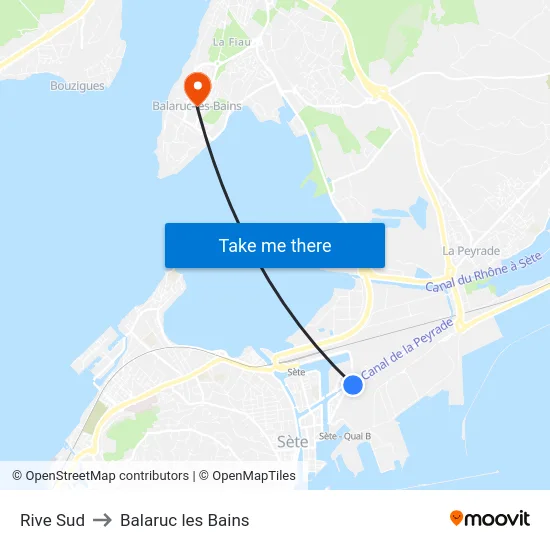 Rive Sud to Balaruc les Bains map