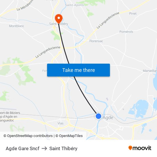 Agde Gare Sncf to Saint Thibéry map