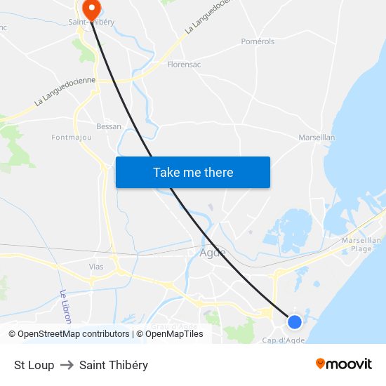 St Loup to Saint Thibéry map