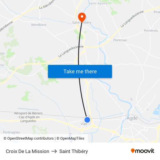 Croix De La Mission to Saint Thibéry map