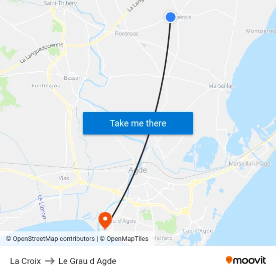 La Croix to Le Grau d Agde map