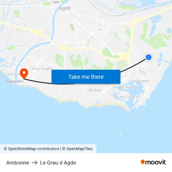 Ambonne to Le Grau d Agde map
