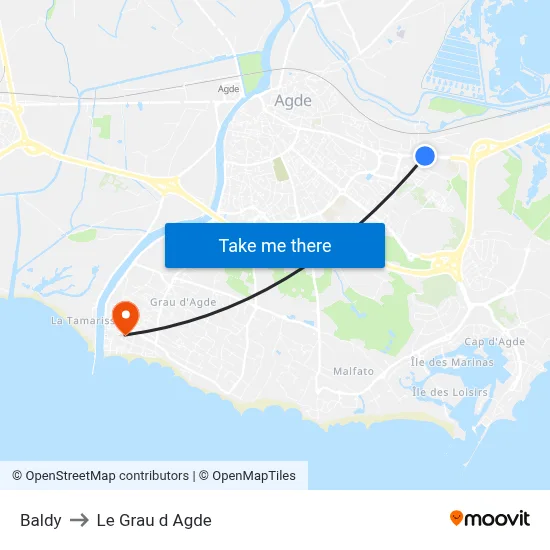 Baldy to Le Grau d Agde map