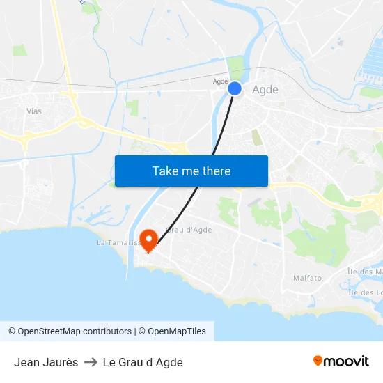 Jean Jaurès to Le Grau d Agde map