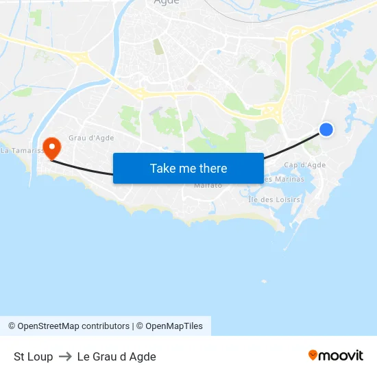 St Loup to Le Grau d Agde map