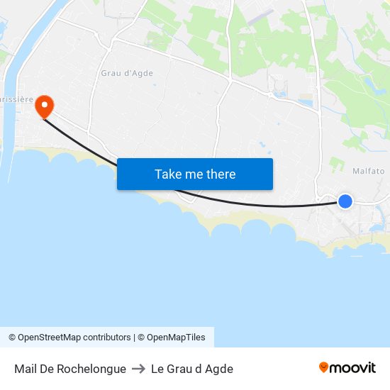 Mail De Rochelongue to Le Grau d Agde map