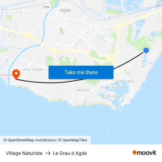 Village Naturiste to Le Grau d Agde map