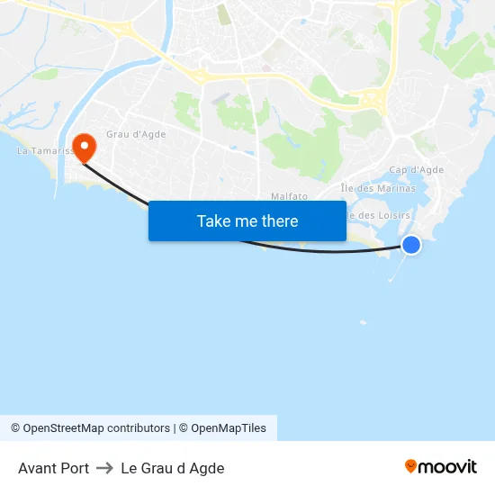 Avant Port to Le Grau d Agde map