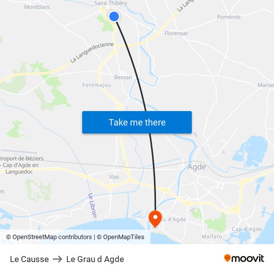 Le Causse to Le Grau d Agde map
