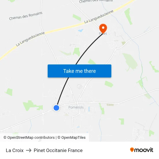 La Croix to Pinet Occitanie France map