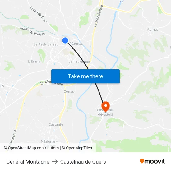 Général Montagne to Castelnau de Guers map
