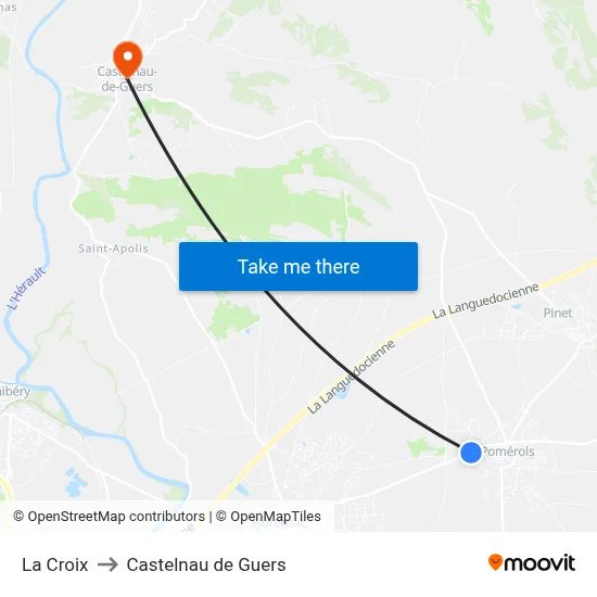 La Croix to Castelnau de Guers map