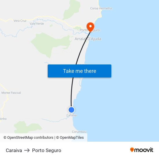 Caraiva to Porto Seguro map