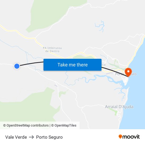 Vale Verde to Porto Seguro map