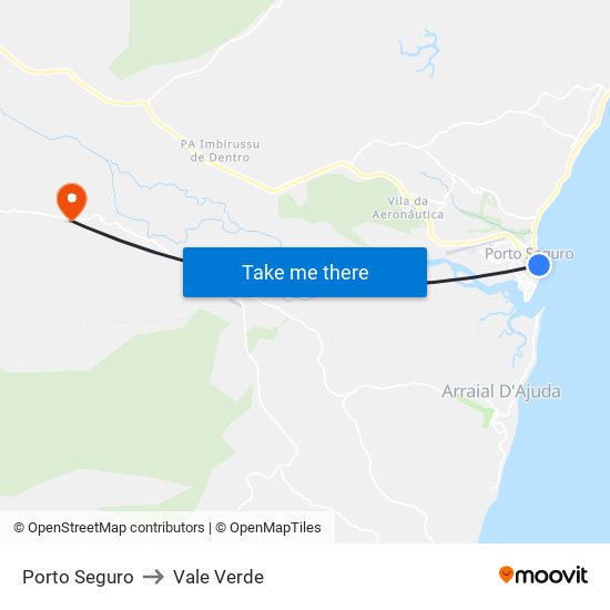 Porto Seguro to Vale Verde map