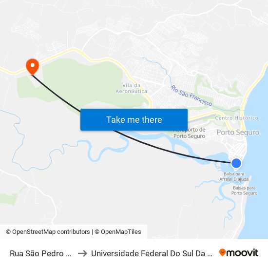 Rua São Pedro 100 to Universidade Federal Do Sul Da Bahia map