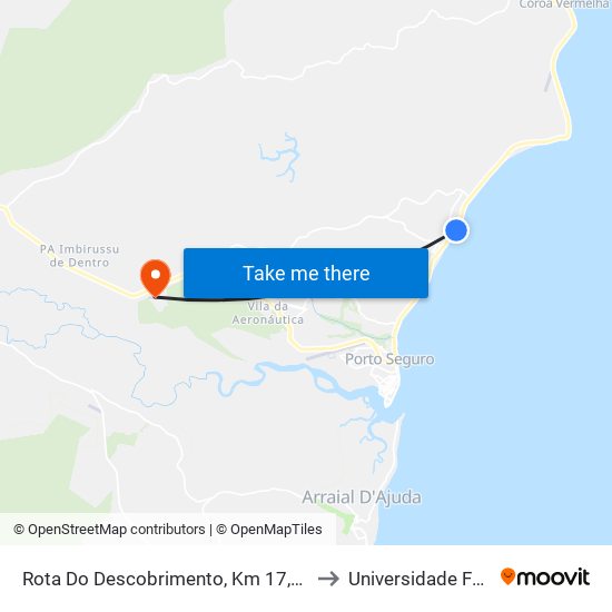 Rota Do Descobrimento, Km 17,5 Sentido Sul | Complexo De Lazer Toa Toa to Universidade Federal Do Sul Da Bahia map