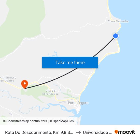 Rota Do Descobrimento, Km 9,8 Sentido Norte | Cabana A Praia Branca - Praia De Mutá to Universidade Federal Do Sul Da Bahia map