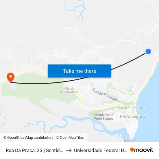 Rua Da Praça, 23 | Sentido Porto Seguro to Universidade Federal Do Sul Da Bahia map