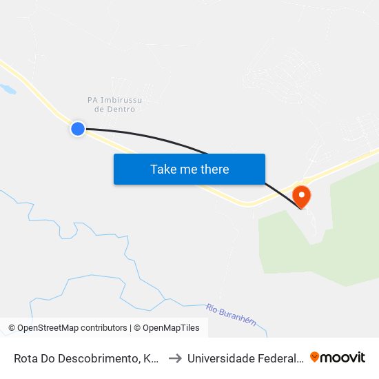 Rota Do Descobrimento, Km 35,4 Sentido Leste to Universidade Federal Do Sul Da Bahia map