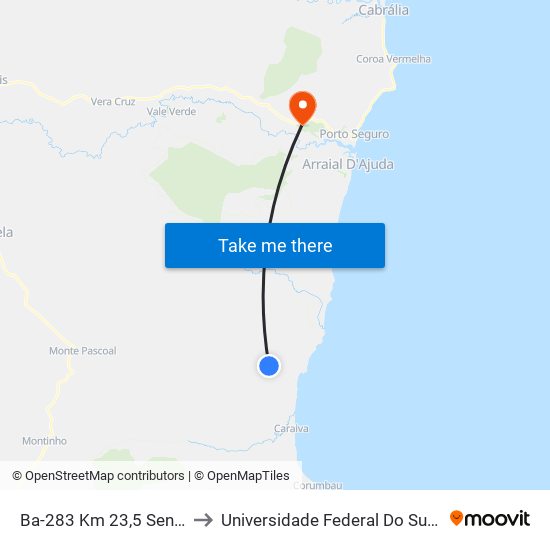 Ba-283 Km 23,5 Sentido Sul to Universidade Federal Do Sul Da Bahia map