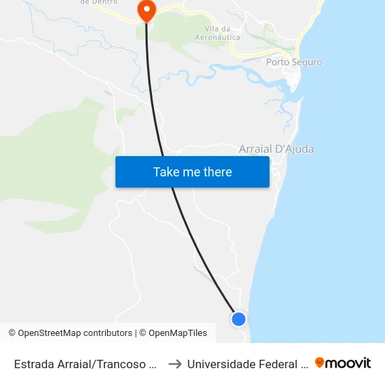Estrada Arraial/Trancoso Km 11,6 Sentido Sul to Universidade Federal Do Sul Da Bahia map