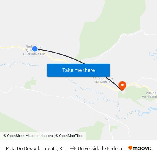 Rota Do Descobrimento, Km 45,2 Sentido Oeste to Universidade Federal Do Sul Da Bahia map