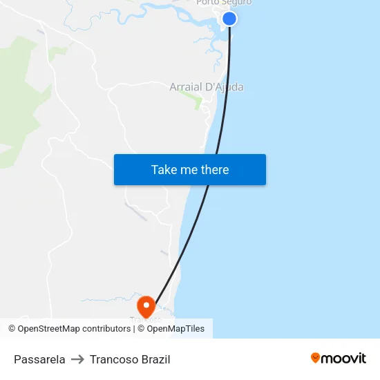 Passarela to Trancoso Brazil map