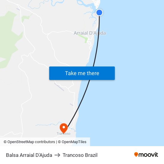 Balsa Arraial D'Ajuda to Trancoso Brazil map