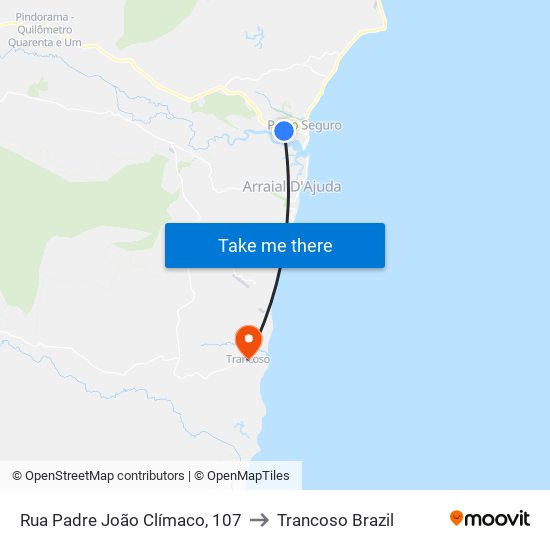 Rua Padre João Clímaco, 107 to Trancoso Brazil map