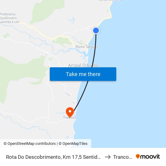 Rota Do Descobrimento, Km 17,5 Sentido Sul | Complexo De Lazer Toa Toa to Trancoso Brazil map