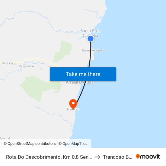 Rota Do Descobrimento, Km 0,8 Sentido Sul to Trancoso Brazil map