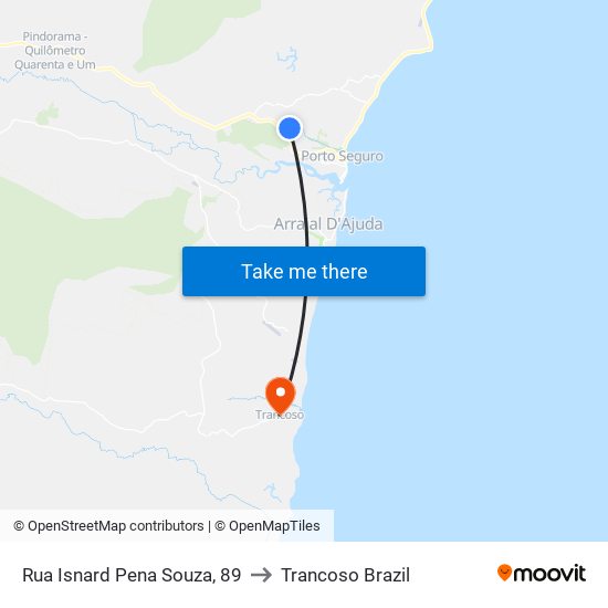 Rua Isnard Pena Souza, 89 to Trancoso Brazil map