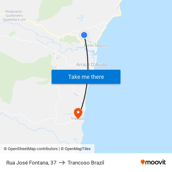 Rua José Fontana, 37 to Trancoso Brazil map