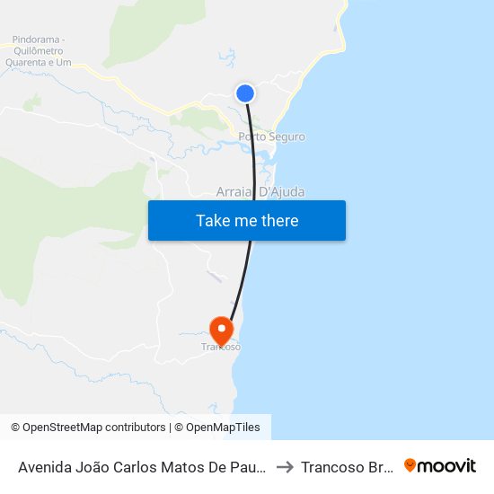 Avenida João Carlos Matos De Paula, 14 to Trancoso Brazil map