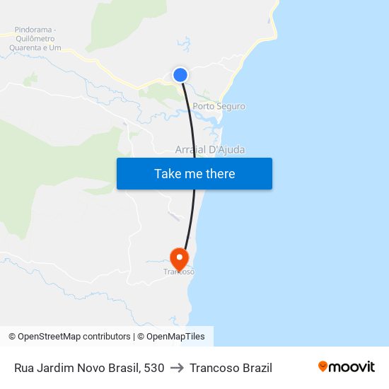 Rua Jardim Novo Brasil, 530 to Trancoso Brazil map