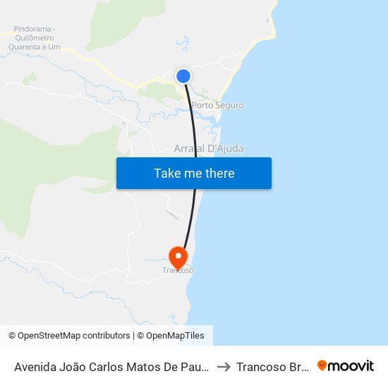 Avenida João Carlos Matos De Paula, 28 to Trancoso Brazil map