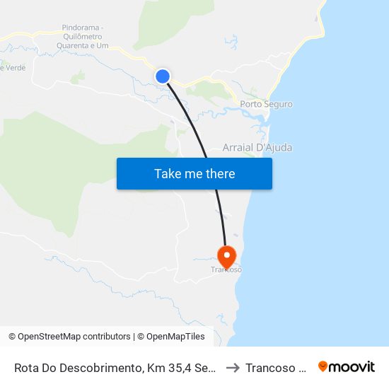 Rota Do Descobrimento, Km 35,4 Sentido Leste to Trancoso Brazil map