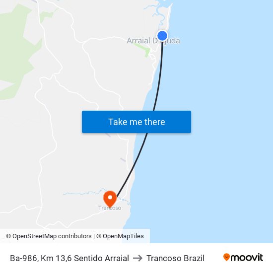 Ba-986, Km 13,6 Sentido Arraial to Trancoso Brazil map