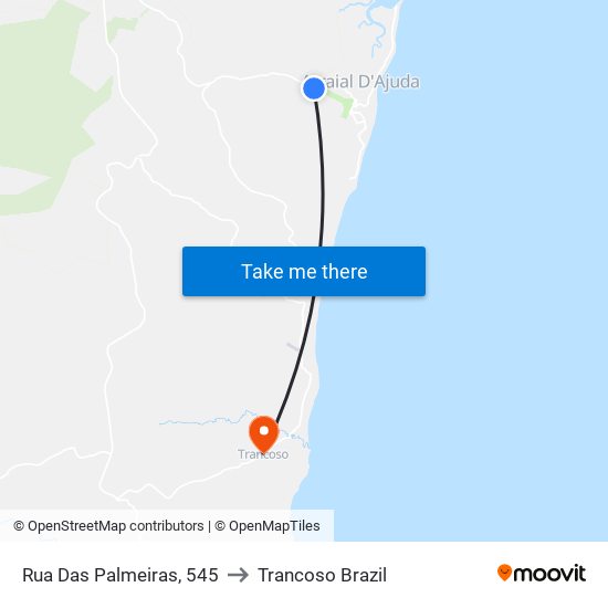 Rua Das Palmeiras, 545 to Trancoso Brazil map