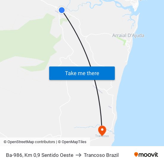 Ba-986, Km 0,9 Sentido Oeste to Trancoso Brazil map