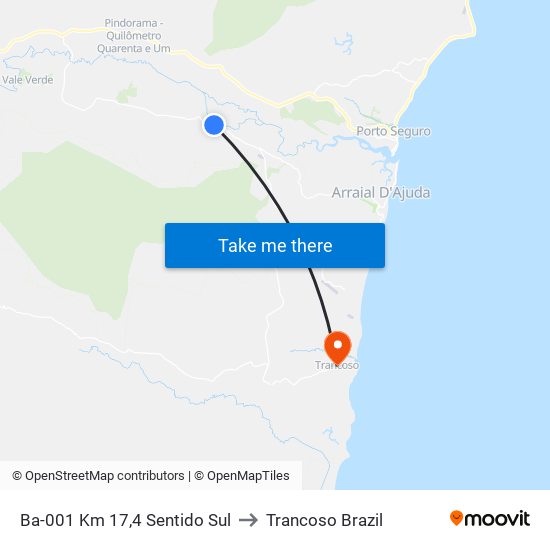 Ba-001 Km 17,4 Sentido Sul to Trancoso Brazil map