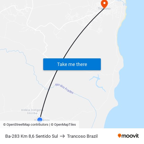 Ba-283 Km 8,6 Sentido Sul to Trancoso Brazil map