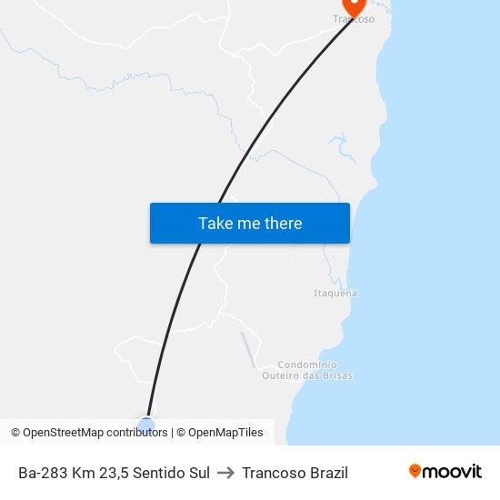 Ba-283 Km 23,5 Sentido Sul to Trancoso Brazil map