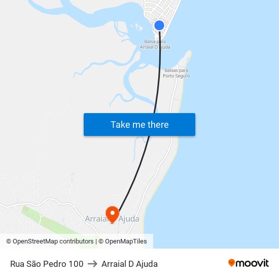 Rua São Pedro 100 to Arraial D Ajuda map