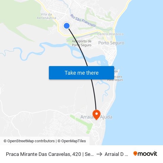 Praca Mirante Das Caravelas, 420 | Sentido Bairro to Arraial D Ajuda map