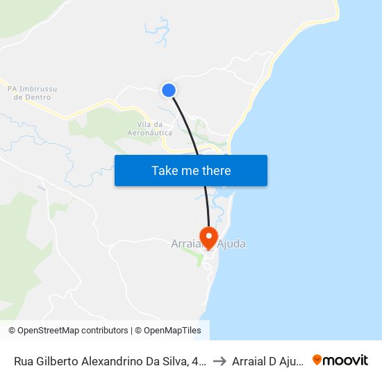 Rua Gilberto Alexandrino Da Silva, 443 to Arraial D Ajuda map