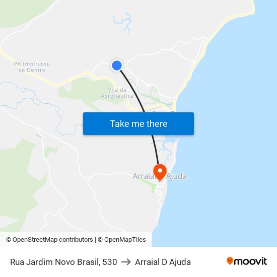 Rua Jardim Novo Brasil, 530 to Arraial D Ajuda map