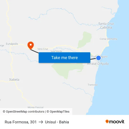 Rua Formosa, 301 to Unisul - Bahia map