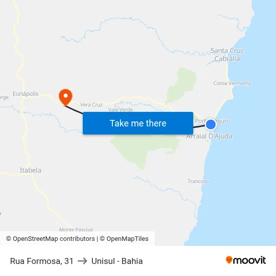 Rua Formosa, 31 to Unisul - Bahia map
